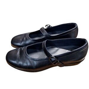 SAS Mary Jane Womens Size 9.5 Narrow  Leather Tripad Comfort Wedge Shoes BLACK